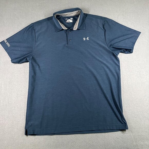 Auburn Under Armour Shirt Mens Large Loose Fit HeatGear Navy Blue Polo Shirt - Picture 2 of 12
